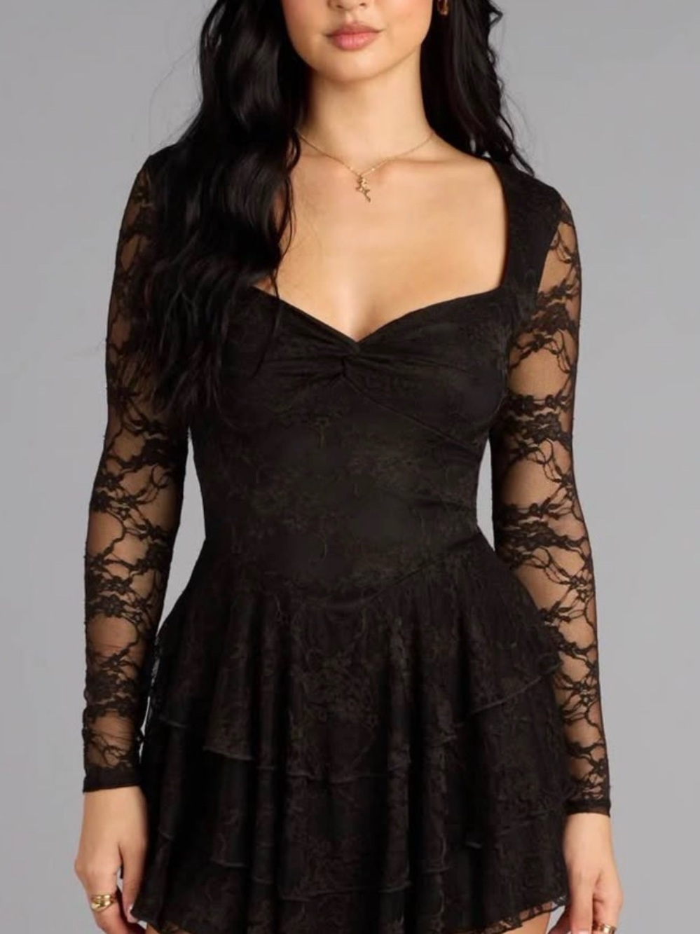 Windsor Black Lace Skater Dress NWOT